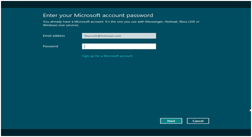 Sign up to Microsoft account