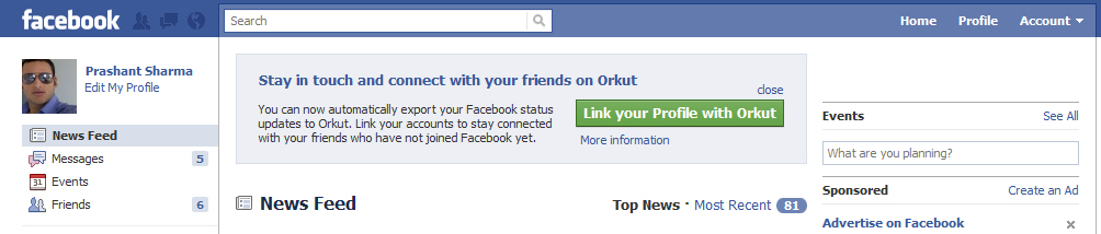 facebook orkut profile linking