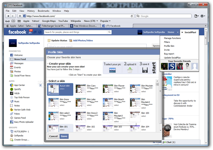 How to delete social plus on facebook safari