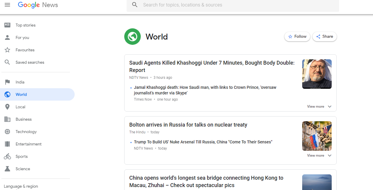 Google News Screen Shot