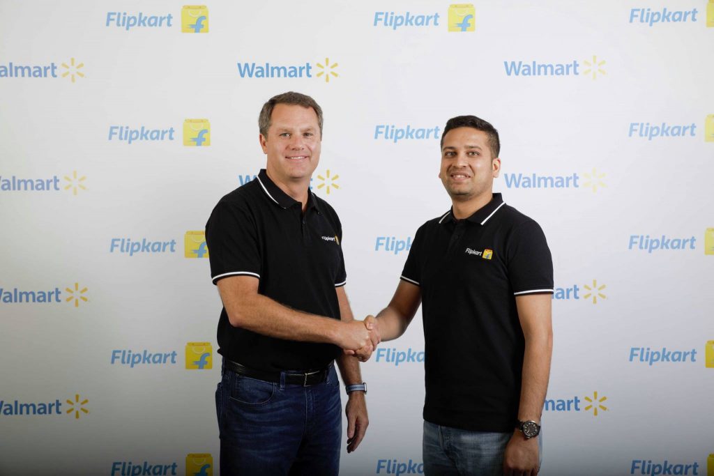 Flipkart CEO Binny Bansal Shaking Hands with Walmart Executive