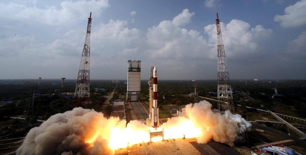 ISRO launching a PSLV satellite 