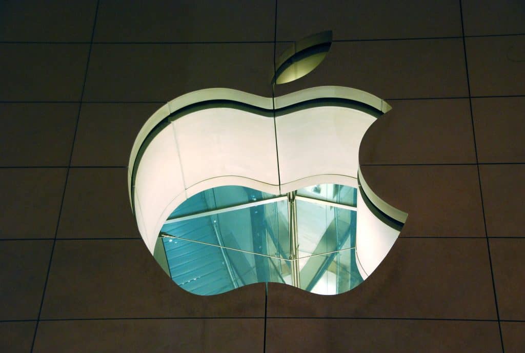 Apple logo on building 