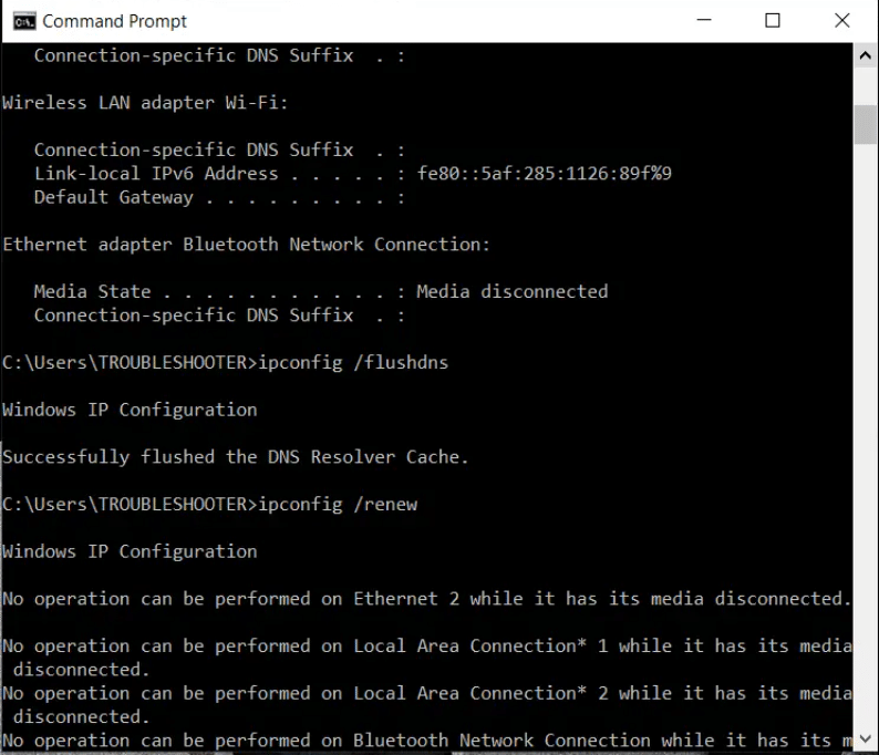 CDM command for Resetting the TCPIP address