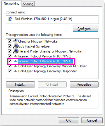 Resetting the TCP/IP address 