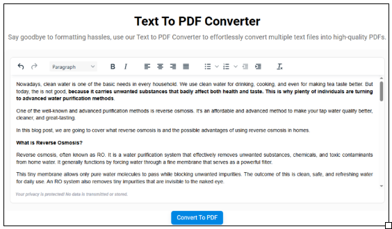 Text to PDF converter