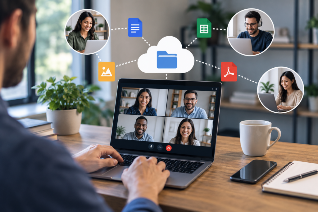 Remote team sharing files online