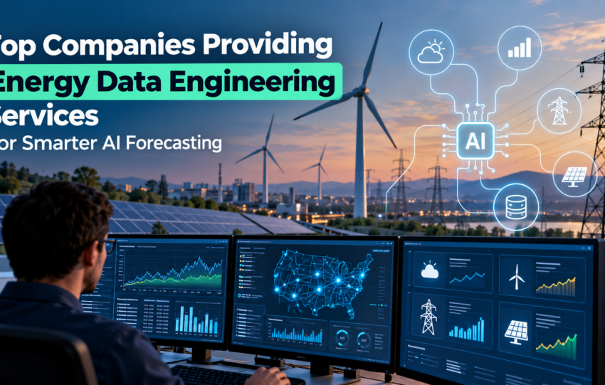 AI-powered energy data engineering dashboard showing smart grid analytics, solar and wind energy data, and AI forecasting.